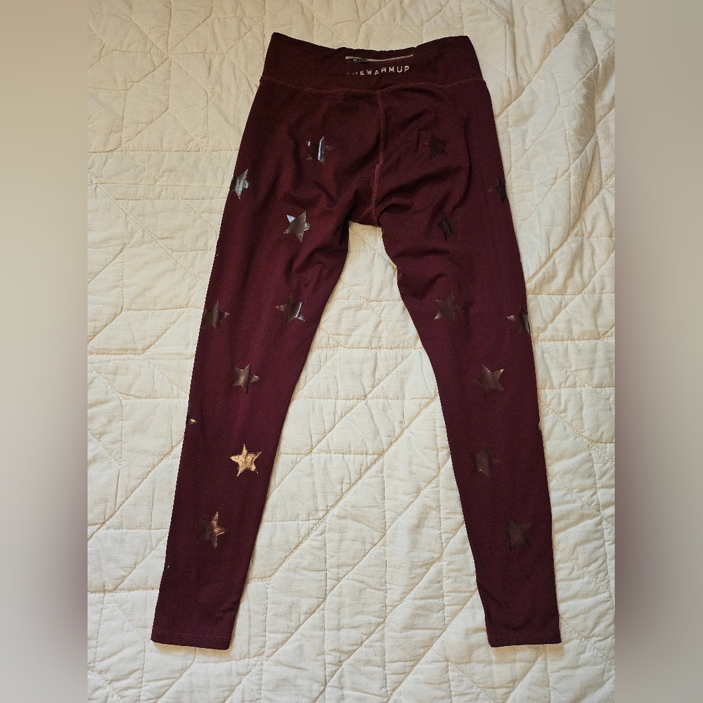 Jessica Simpson 'The Warmup' Maroon Star Pattern Leggings -L